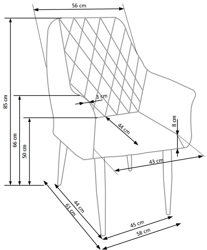 Scaun tapitat cu piele ecologica si picioare metalice, K287 Bej, l58xA61xH85 cm (7)