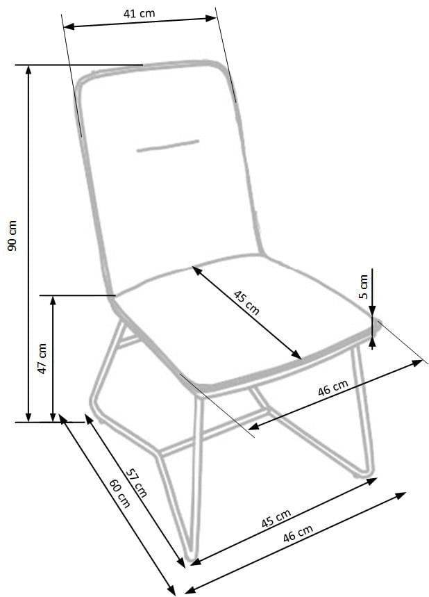 Scaun tapitat cu piele ecologica si picioare metalice Kai-390 Crem / Gri inchis / Auriu, l46xA60xH90 cm (18)