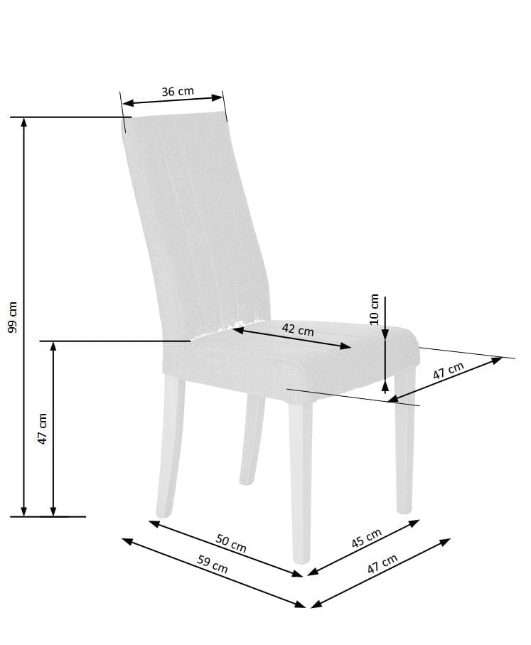 Scaun tapitat cu stofa si picioare din lemn Diego Gri / Alb, l47xA59xH99 cm (2)