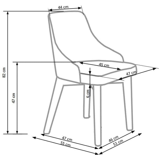 Scaun tapitat cu stofa si picioare din lemn Toledo Albastru / Stejar, l51xA55xH82 cm (7)