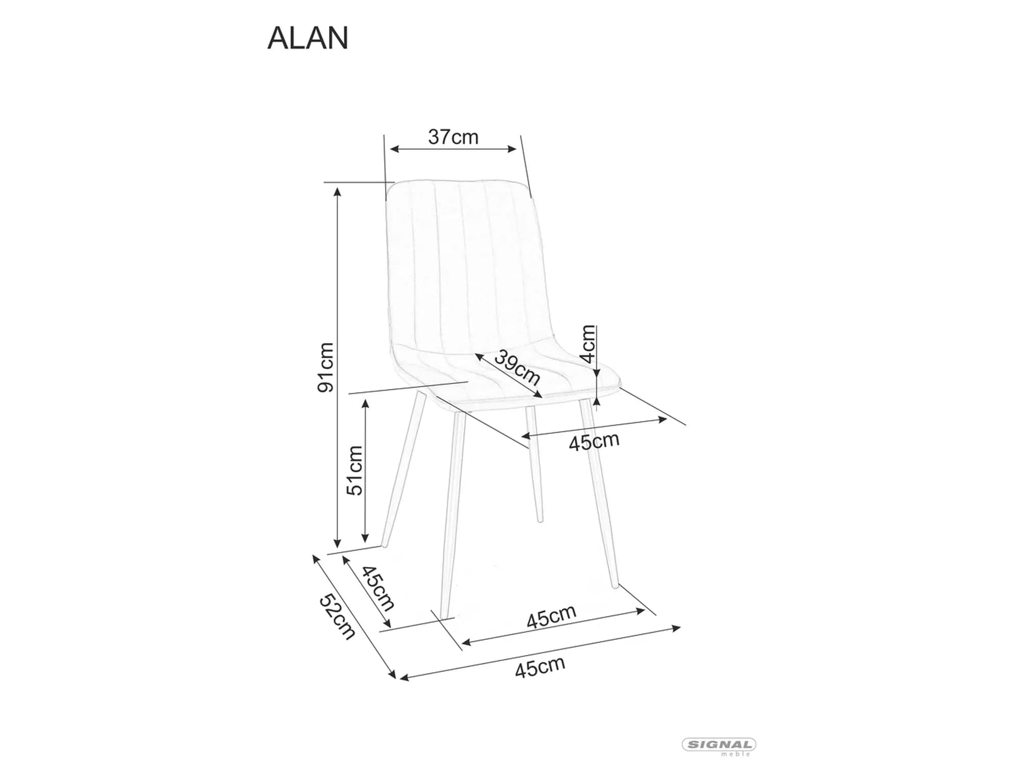 Scaun tapitat cu stofa si picioare metalice, Alan Velvet Gri / Negru, l45xA39xH91 cm (1)