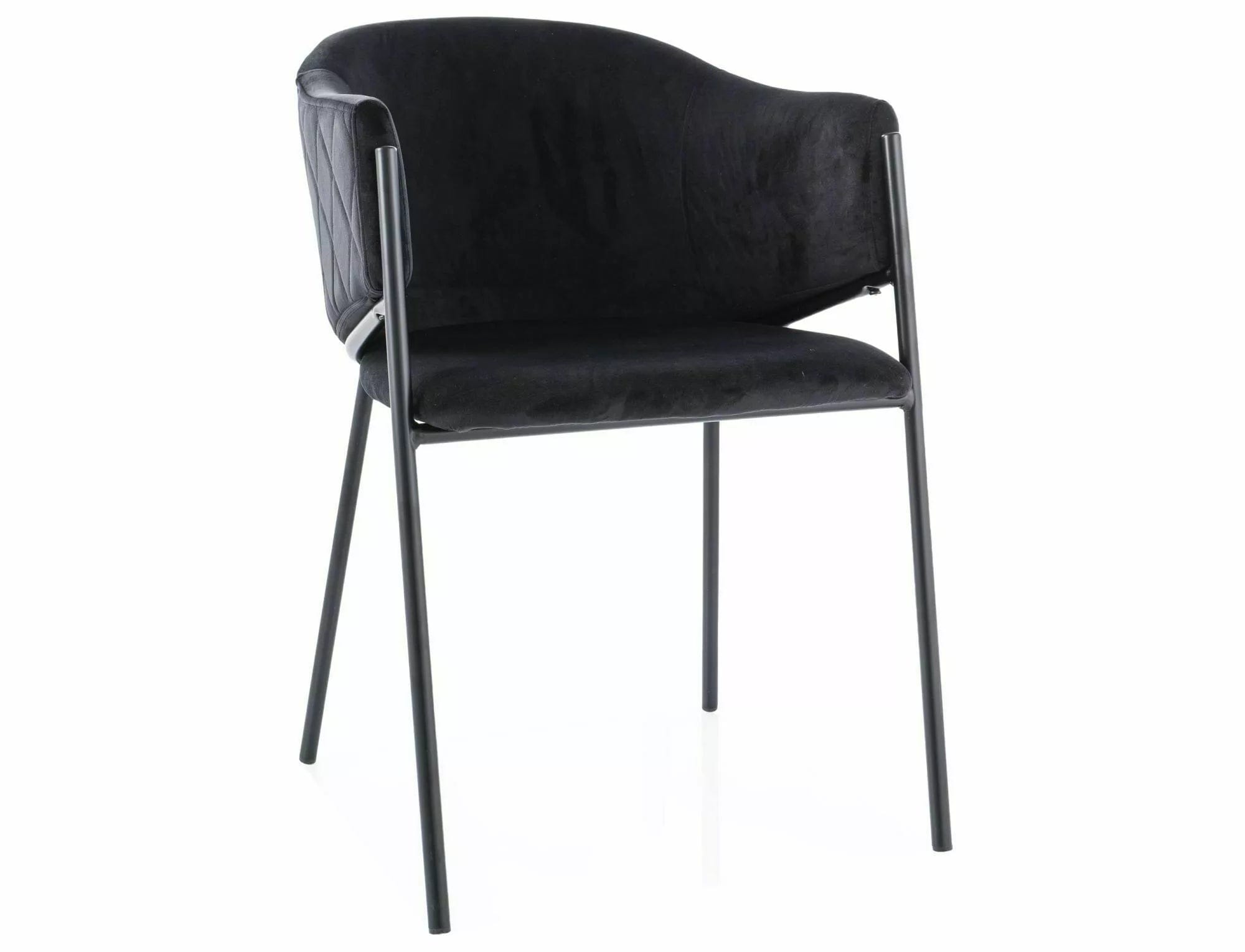 Scaun tapitat cu stofa si picioare metalice, Bono Velvet Negru, l55xA44xH77 cm