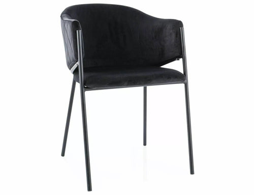 Scaun tapitat cu stofa si picioare metalice, Bono Velvet Negru, l55xA44xH77 cm