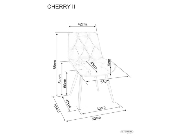 Scaun tapitat cu stofa si picioare metalice, Cherry II Velvet Negru, l53xA43xH88 cm (1)