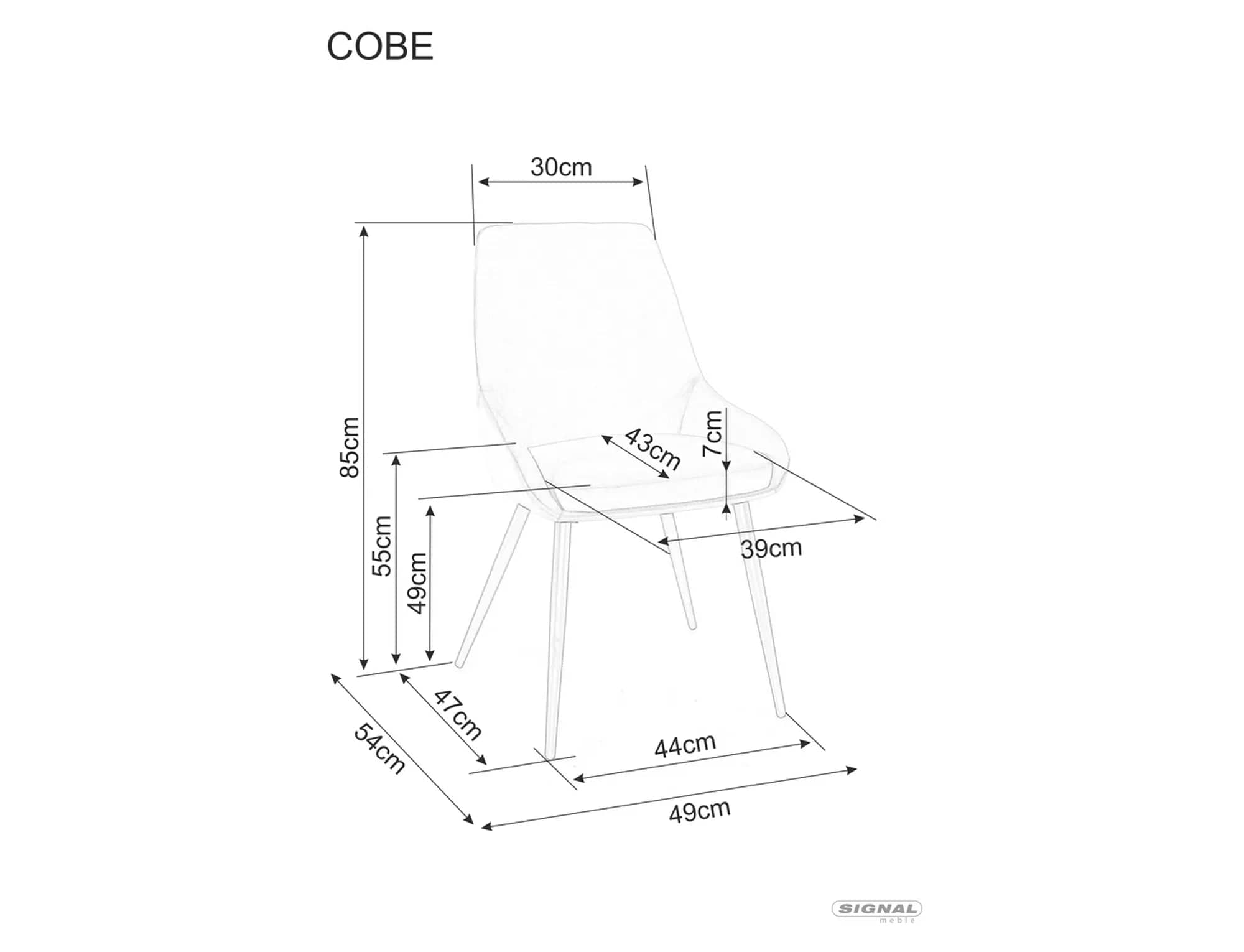 Scaun tapitat cu stofa si picioare metalice, Cobe Velvet Gri Deschis / Negru, l49xA43xH85 cm (1)