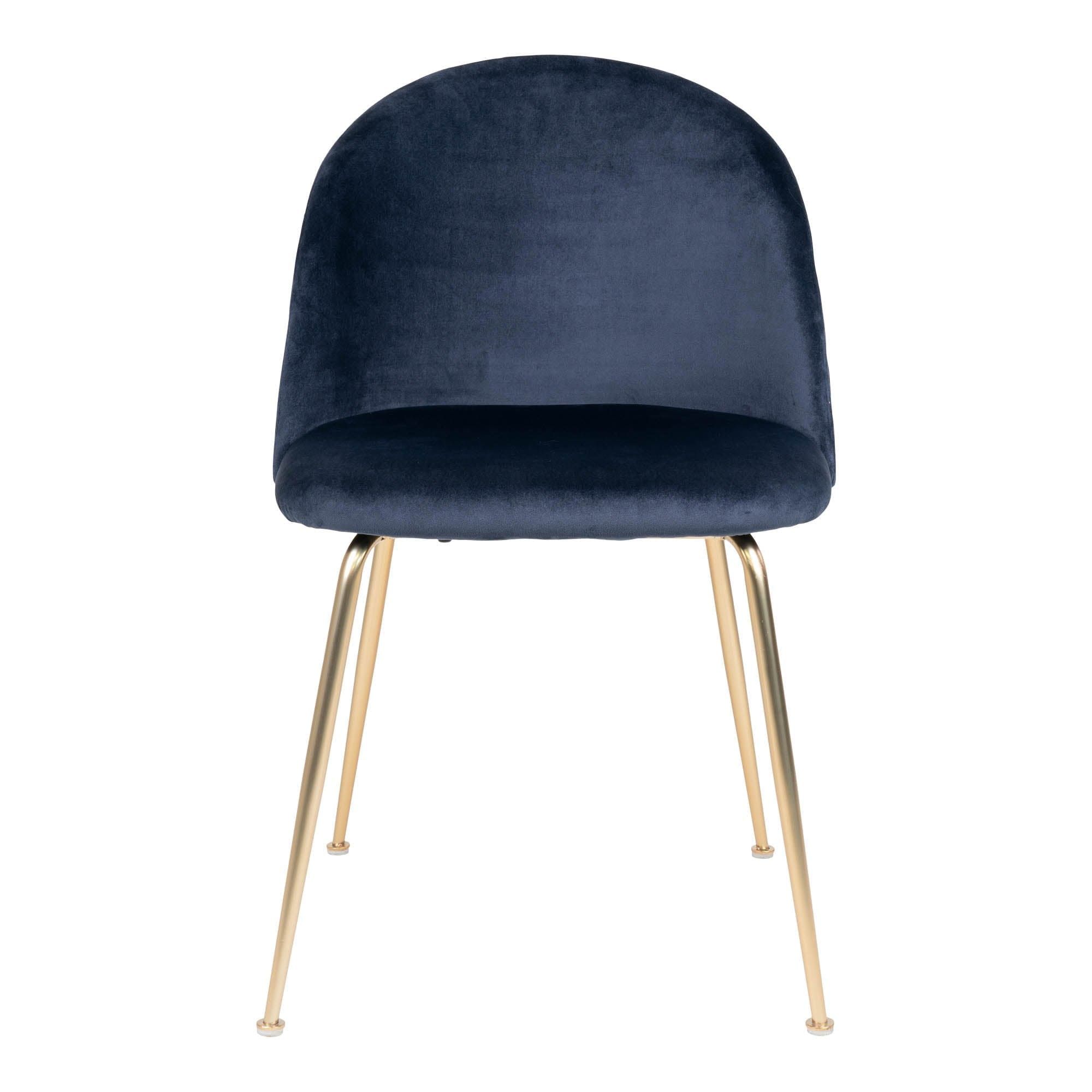 Scaun tapitat cu stofa si picioare metalice, Geneve Velvet Bleumarin / Alama, l51xA43,5xH78 cm (2)