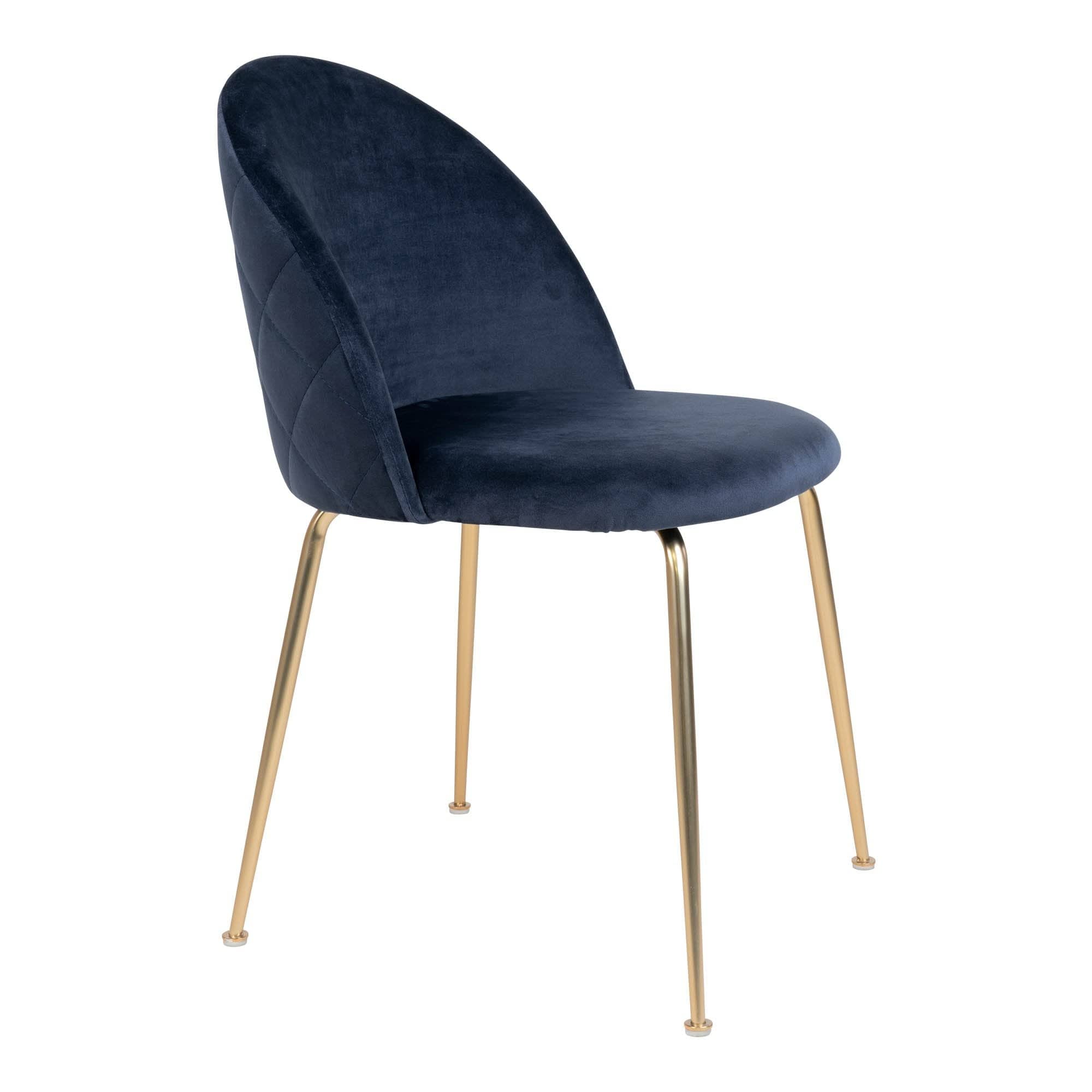 Scaun tapitat cu stofa si picioare metalice, Geneve Velvet Bleumarin / Alama, l51xA43,5xH78 cm (3)