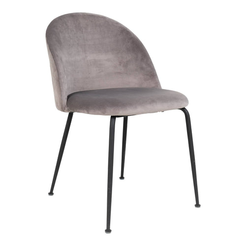 House Nordic Scaun tapitat cu stofa si picioare metalice, Geneve Velvet Gri / Negru, l51xA43,5xH78 cm