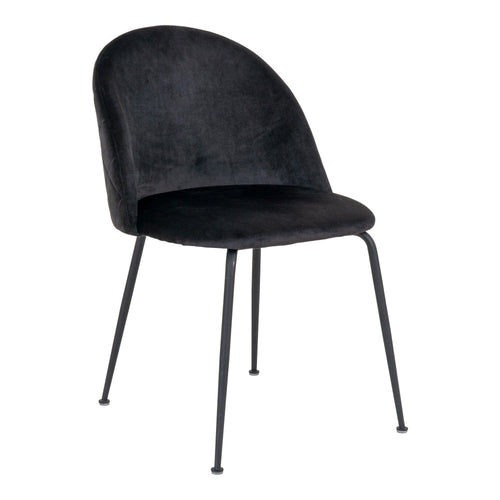 Scaun tapitat cu stofa si picioare metalice, Geneve Velvet Negru, l51xA43,5xH78 cm