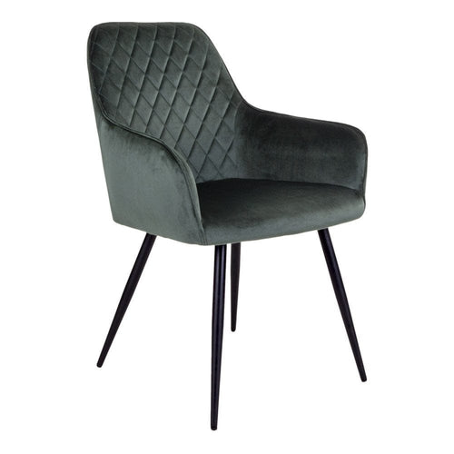 House Nordic Scaun tapitat cu stofa si picioare metalice, Harbo Velvet Verde Inchis / Negru, l57xA47xH87 cm