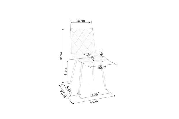 Signal Scaun tapitat cu stofa si picioare metalice, Jerris Velvet Verde Olive / Negru Mat, l45xA39xH91 cm