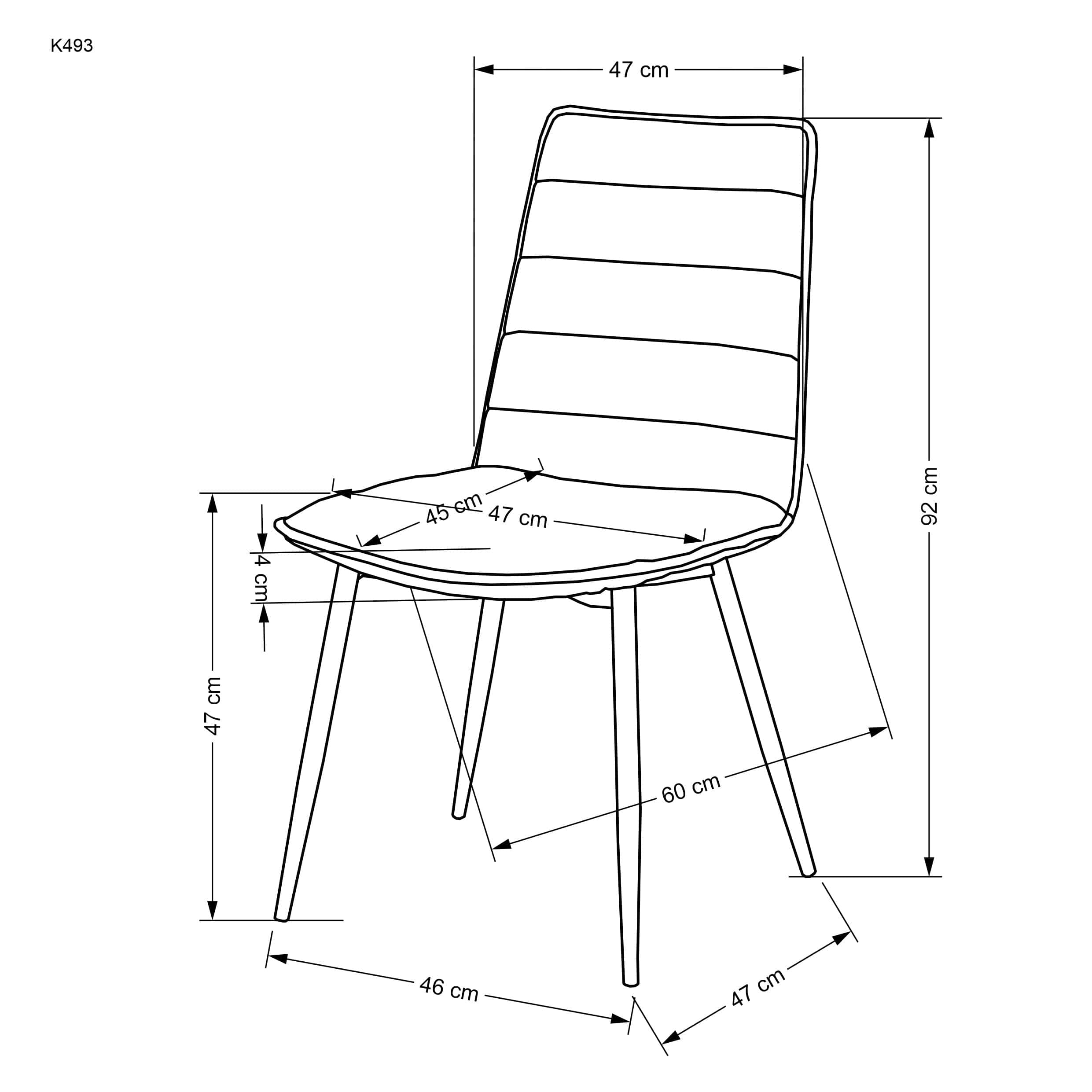 Scaun tapitat cu stofa si picioare metalice, K493 Bej / Negru, l47xA60xH92 cm (2)