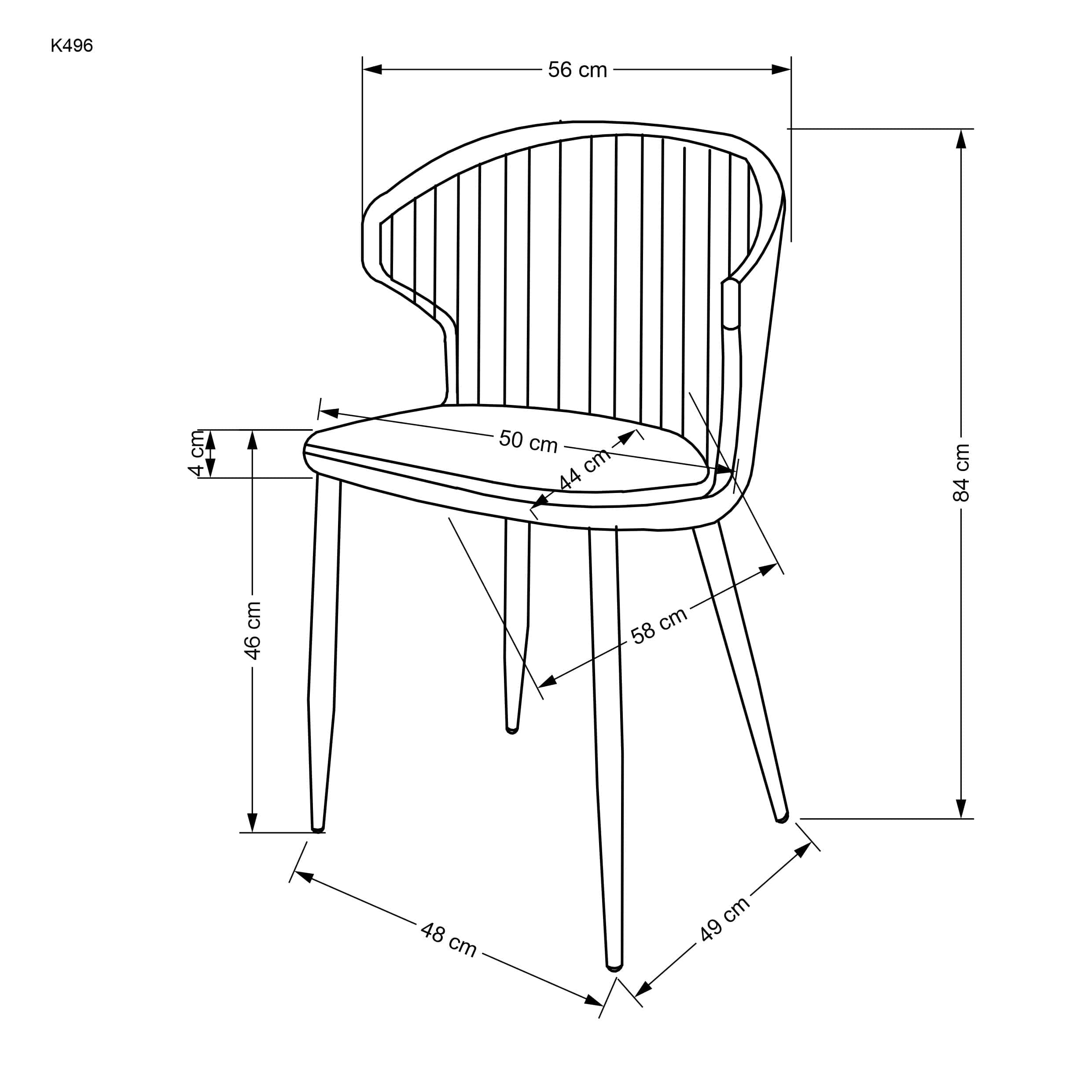 Scaun tapitat cu stofa si picioare metalice, K496 Galben / Negru, l56xA58xH84 cm (2)