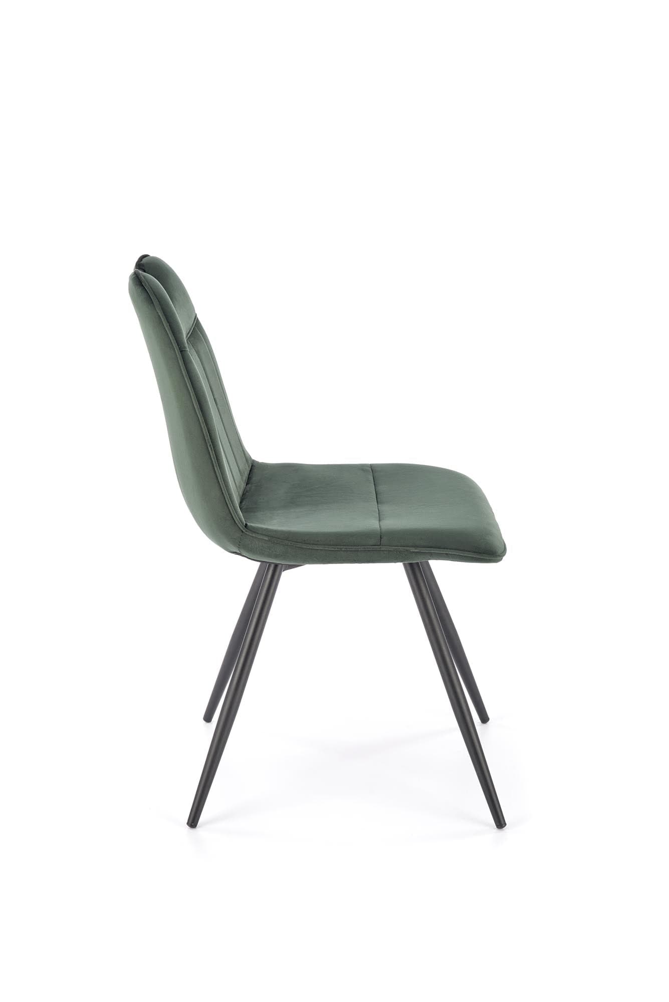 Scaun tapitat cu stofa si picioare metalice, K521 Velvet Verde Inchis / Negru, l46xA58xH83 cm (3)