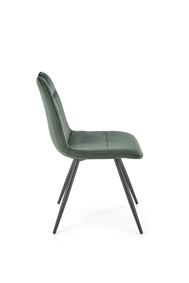 Scaun tapitat cu stofa si picioare metalice, K521 Velvet Verde Inchis / Negru, l46xA58xH83 cm (3)