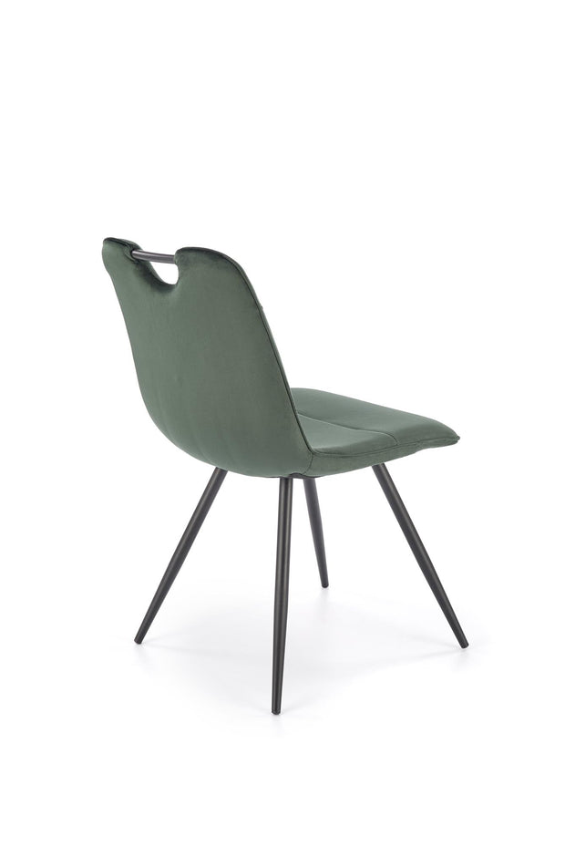 Scaun tapitat cu stofa si picioare metalice, K521 Velvet Verde Inchis / Negru, l46xA58xH83 cm (5)