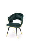 Scaun tapitat cu stofa si picioare metalice, K551 Velvet Verde Inchis / Negru / Auriu, l62xA58xH85 cm