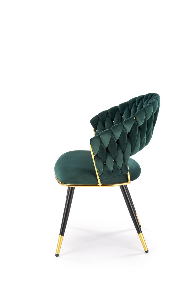 Scaun tapitat cu stofa si picioare metalice, K551 Velvet Verde Inchis / Negru / Auriu, l62xA58xH85 cm (4)