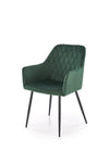 Scaun tapitat cu stofa si picioare metalice, K558 Velvet Verde Inchis / Negru, l59xA60xH86 cm