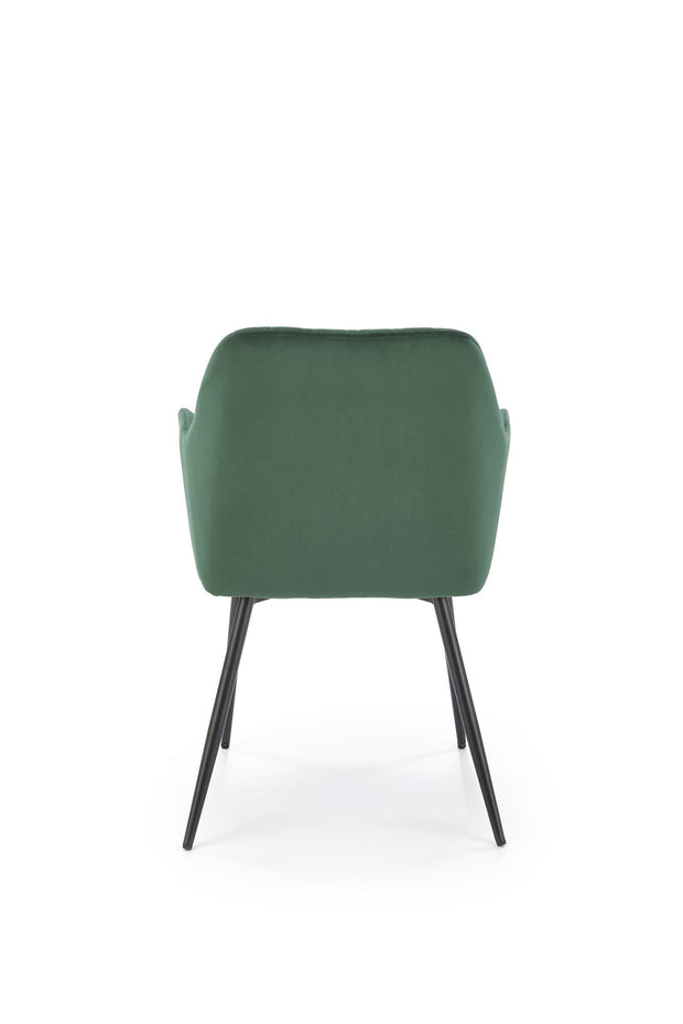 Scaun tapitat cu stofa si picioare metalice, K558 Velvet Verde Inchis / Negru, l59xA60xH86 cm (2)