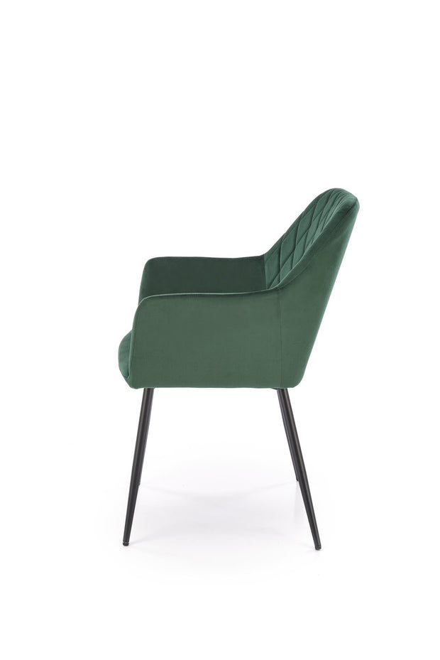 Scaun tapitat cu stofa si picioare metalice, K558 Velvet Verde Inchis / Negru, l59xA60xH86 cm (3)