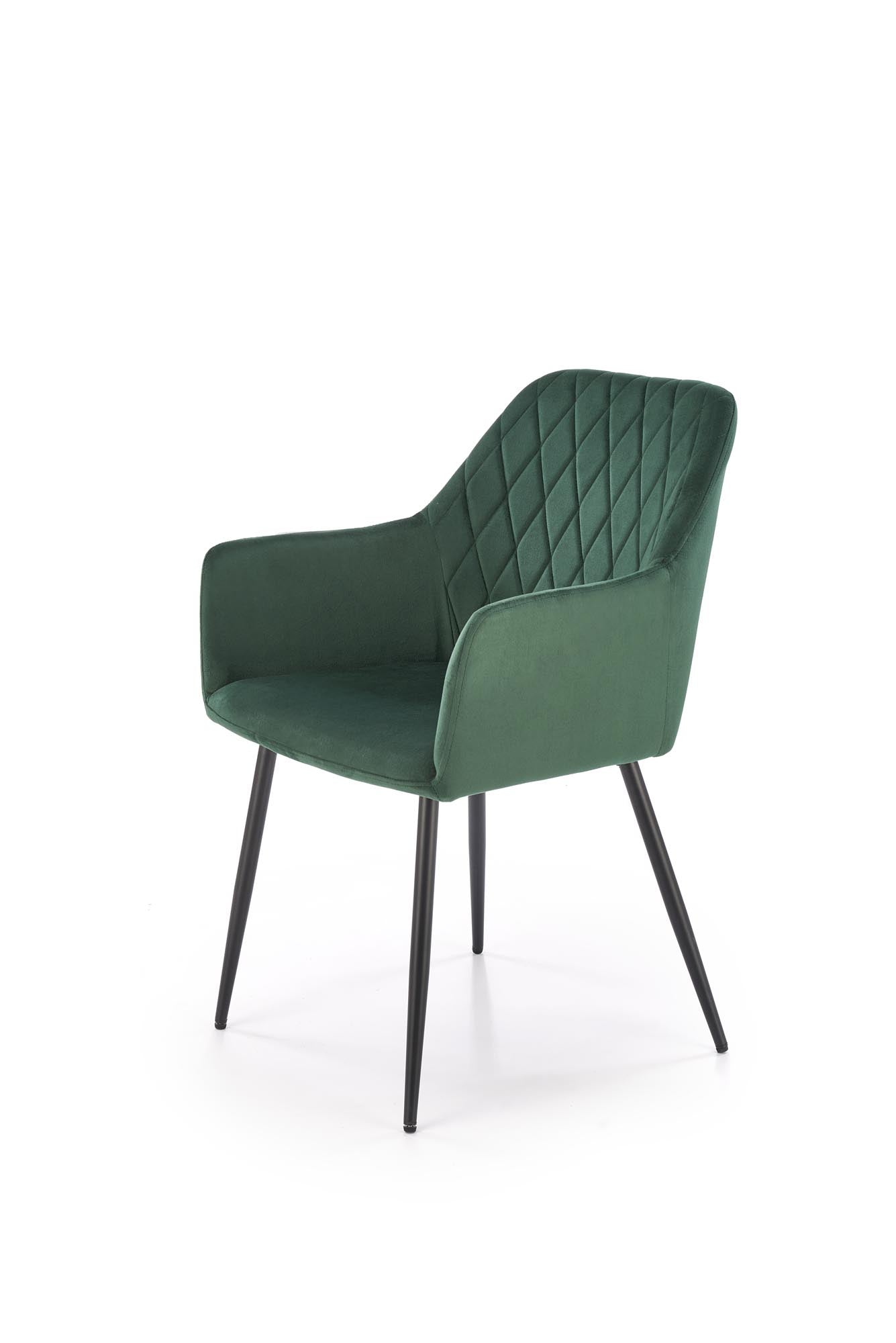 Scaun tapitat cu stofa si picioare metalice, K558 Velvet Verde Inchis / Negru, l59xA60xH86 cm (4)