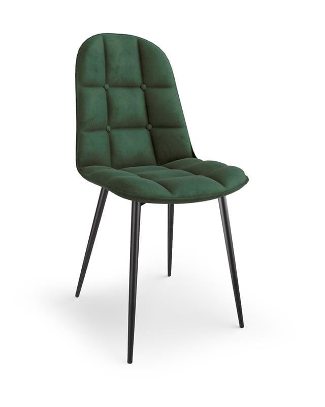 Scaun tapitat cu stofa si picioare metalice, Kai-417 Velvet Verde Inchis / Negru, l45xA56xH87 cm