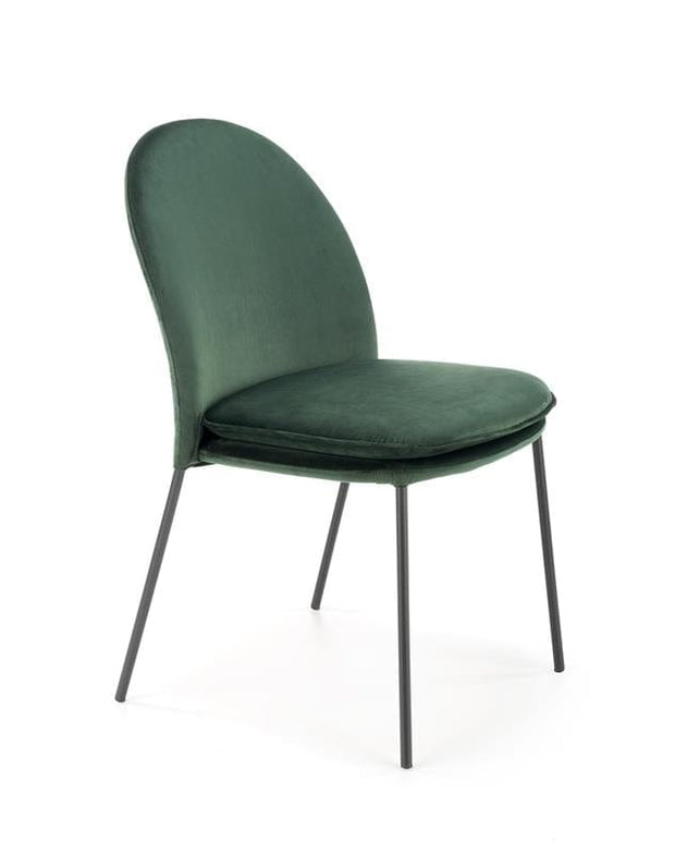 Scaun tapitat cu stofa si picioare metalice, Kai-443 Velvet Verde Inchis / Negru, l50xA58xH84 cm