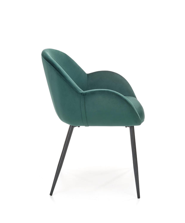 Scaun tapitat cu stofa si picioare metalice, Kai-480 Velvet Verde Inchis / Negru, l59xA59xH79 cm (6)