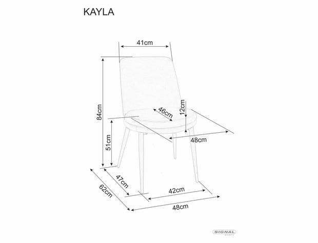 Scaun tapitat cu stofa si picioare metalice, Kayla Velvet Gri / Negru, l48xA46xH84 cm (2)