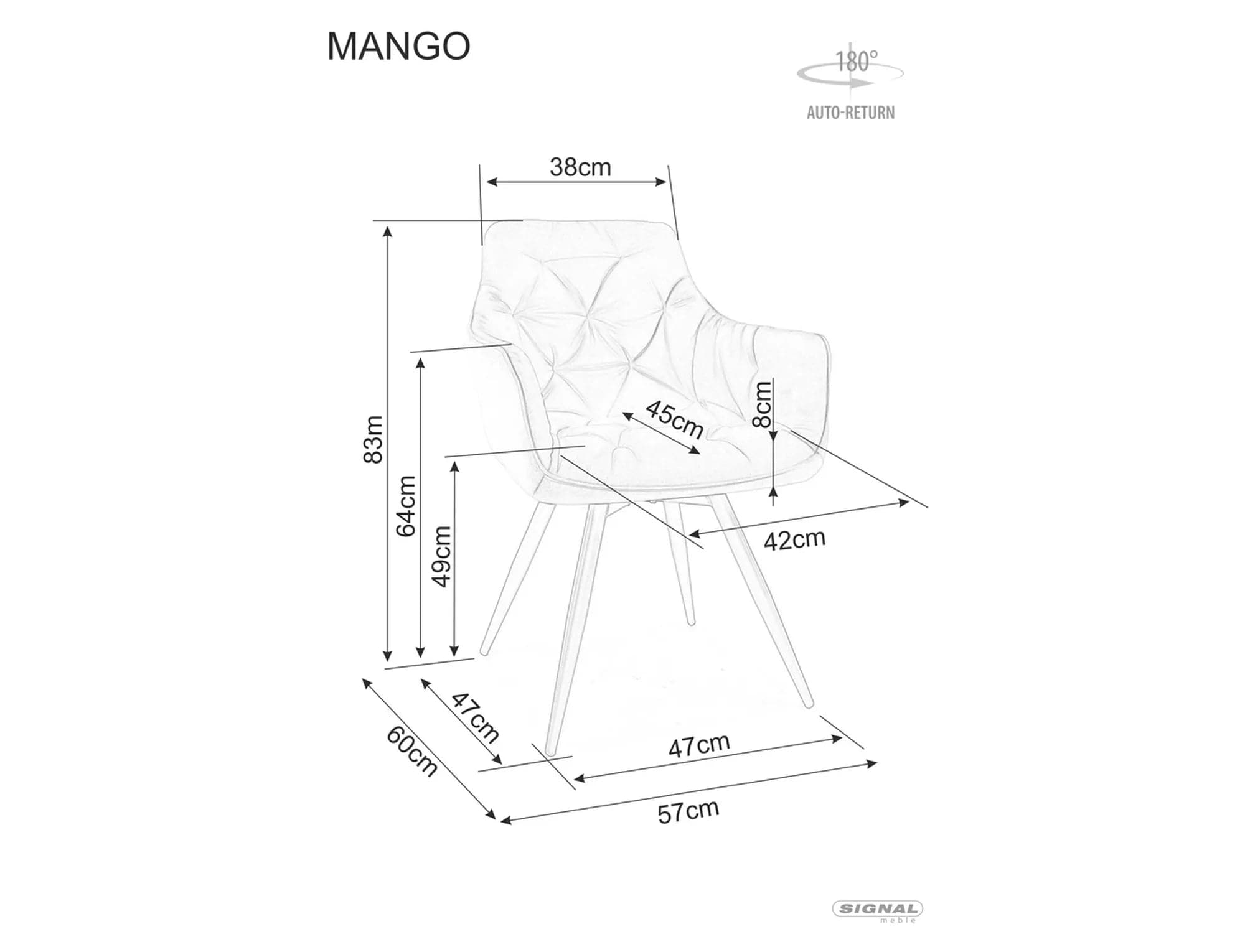 Scaun tapitat cu stofa si picioare metalice, Mango Vardo Bej Inchis / Negru, l57xA45xH83 cm (2)