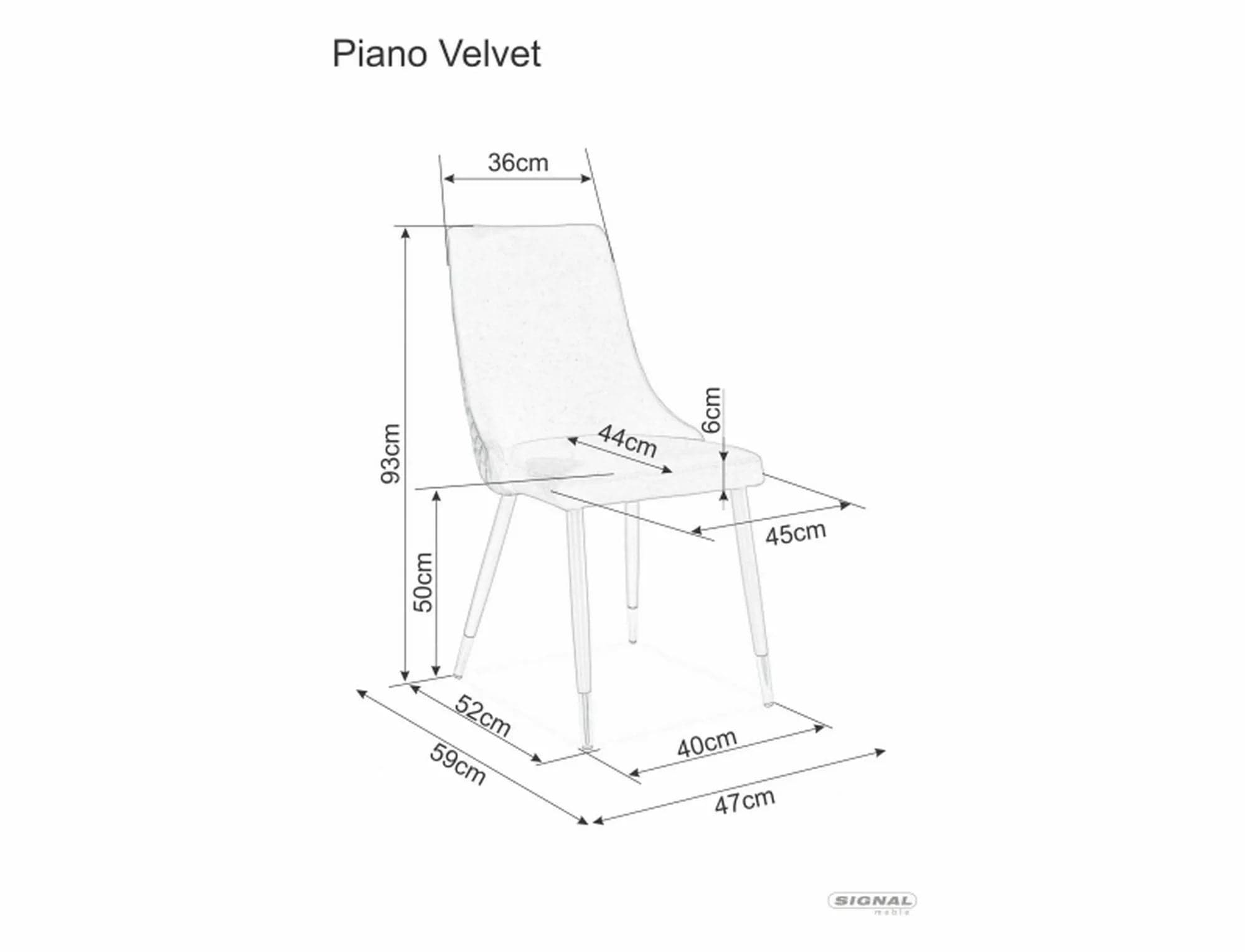 Scaun tapitat cu stofa si picioare metalice, Piano Velvet Gri / Negru / Auriu, l47xA39xH93 cm (2)