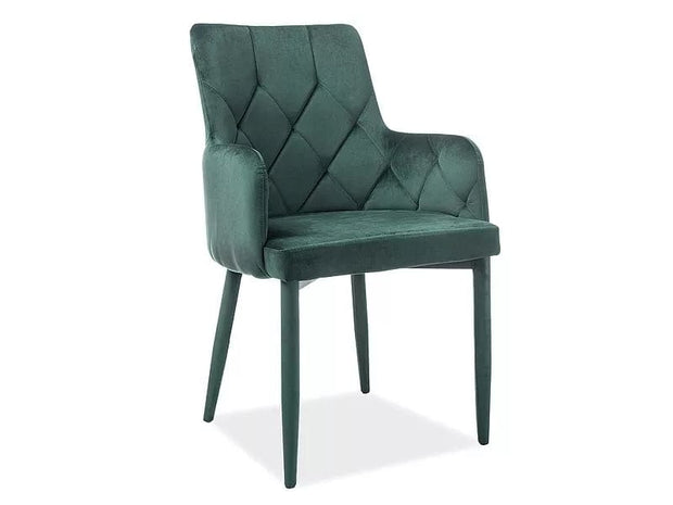 Scaun tapitat cu stofa si picioare metalice, Ricardo Velvet Verde, l55xA39xH88 cm