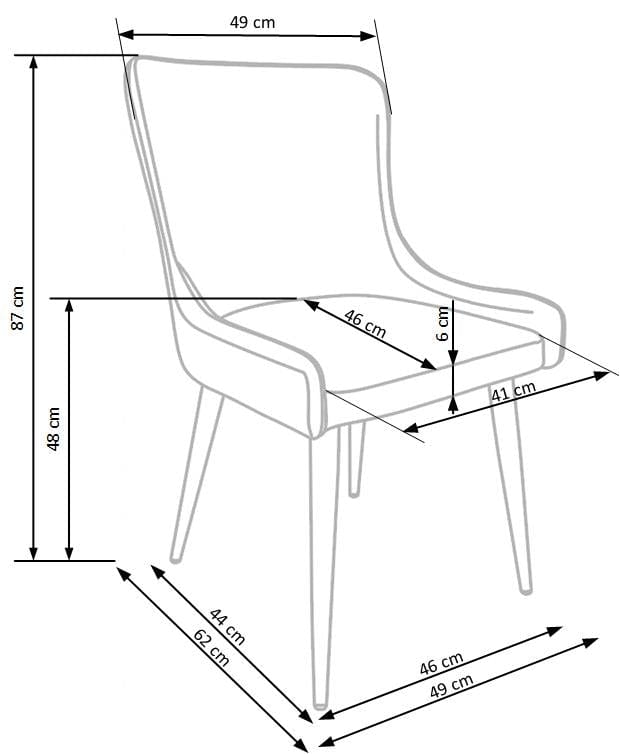 Scaun tapitat cu stofa si piele ecologica, cu picioare metalice Kai-333 Gri Inchis / Gri Deschis / Negru, l49xA62xH87 cm (10)