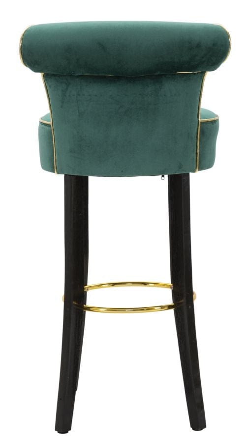 Scaun de bar tapitat cu stofa si picioare din lemn, Luxy Velvet Verde / Negru / Auriu, l46xA48xH96 cm (3)