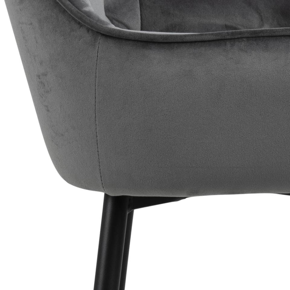Set 2 scaune de bar tapitate cu stofa si picioare metalice, Brooke Velvet Gri inchis / Negru, l52xA53xH104 cm (6)