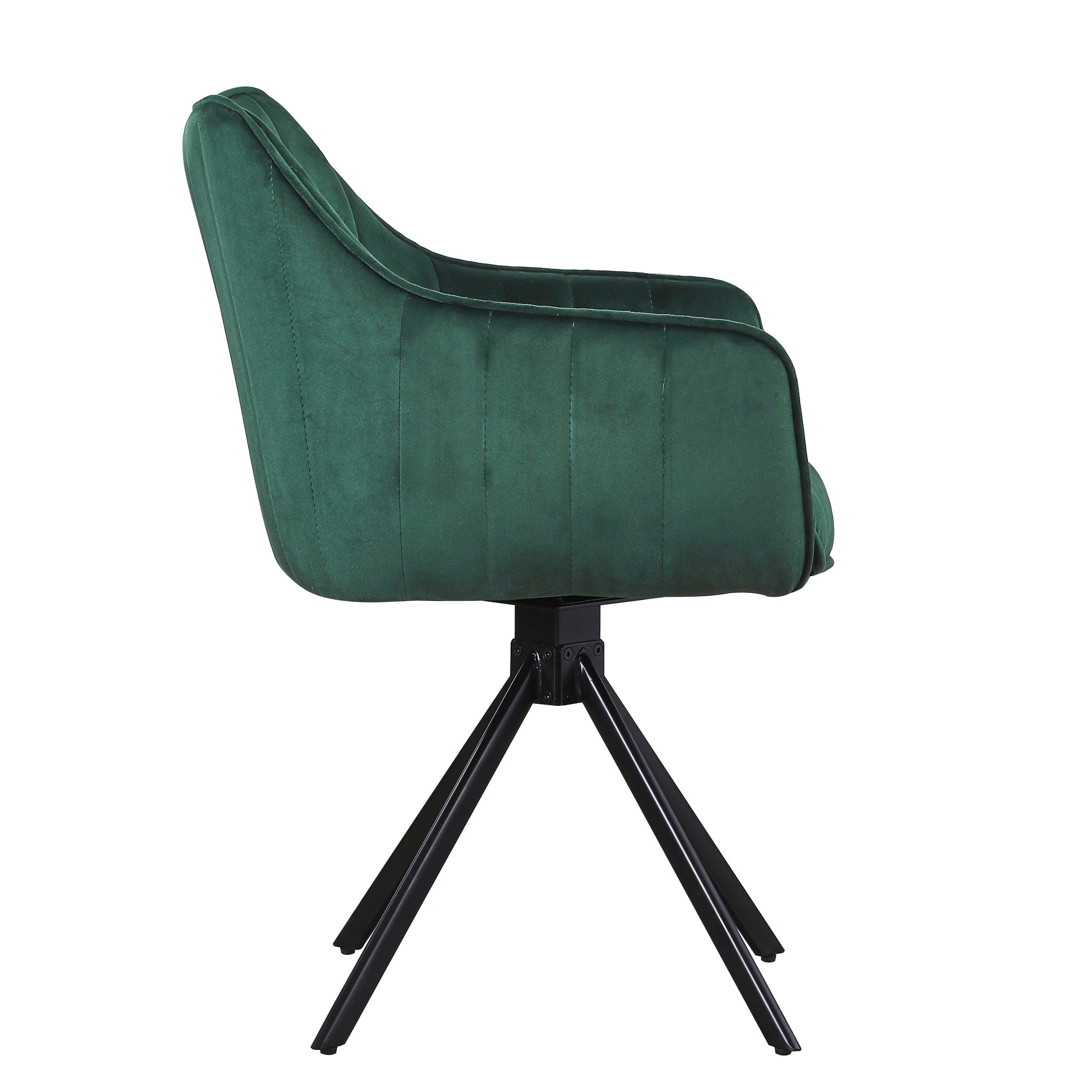 Bright Furniture Scaun rotativ tapitat cu stofa si picioare metalice, Alexandro Velvet Verde / Negru, l45xA59xH86 cm
