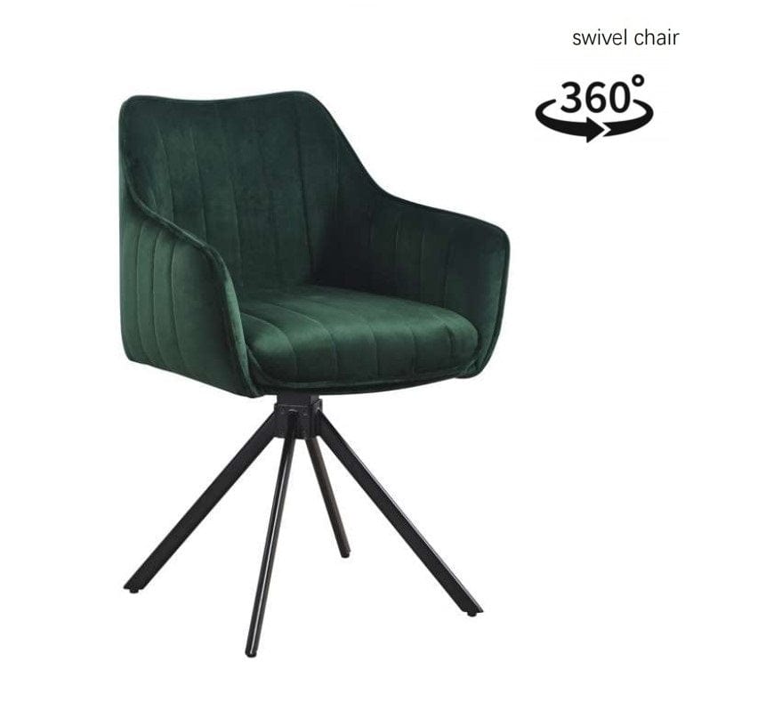Bright Furniture Scaun rotativ tapitat cu stofa si picioare metalice, Alexandro Velvet Verde / Negru, l45xA59xH86 cm