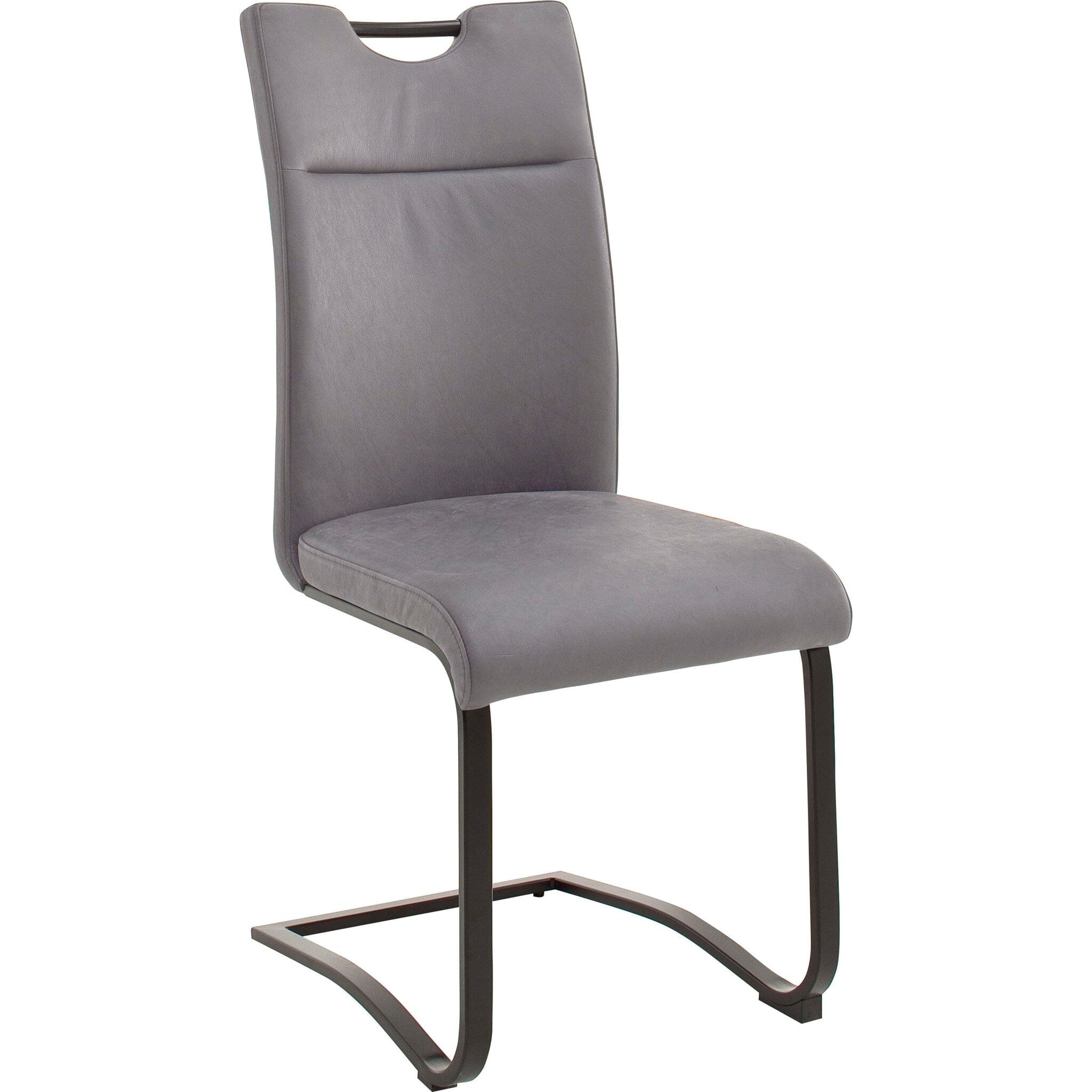 Set 2 scaune tapitate cu piele si picioare metalice, Zagreb Gri / Negru, l45xA60xH102 cm (2)