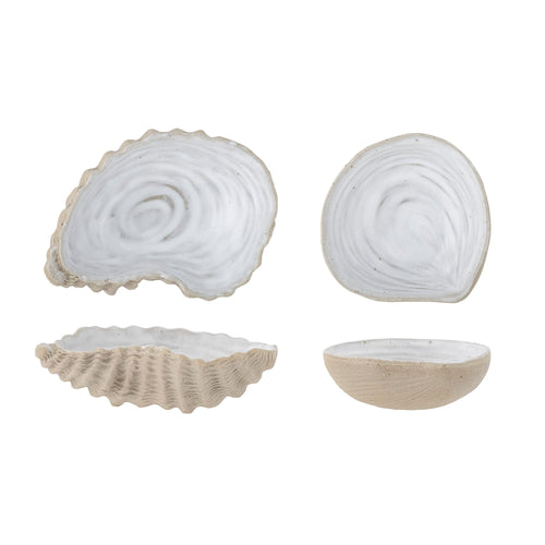 Set 2 boluri decorative din ceramica, Bakur Gri, L10xl7,5xH3 / Ø7xH2 cm