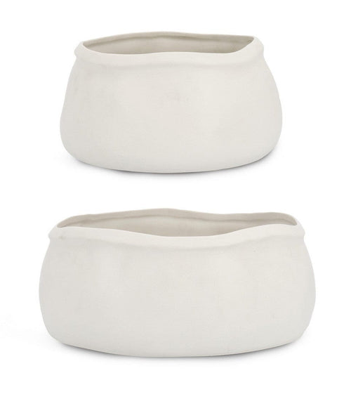 Bizzotto Set 2 boluri decorative din ceramica Mediterranean Alb, Ø27xH13,5 cm