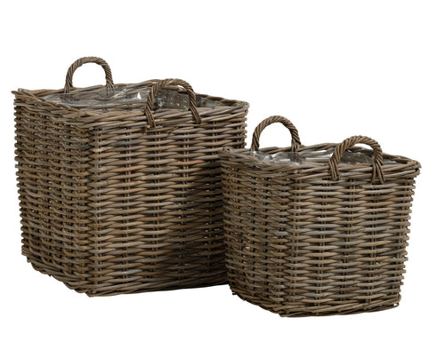 Unique Furniture A/S Set 2 ghivece din ratan, Arles Natural, L50xl50xH58 / L40xl40xH48 cm