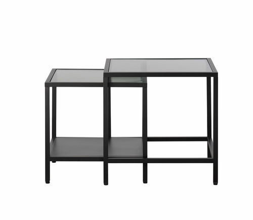 Unique Furniture A/S Set 2 masute suport telefon din sticla si metal, Bronco Negru, L50xl50xH50 / L45xl45xH45 cm