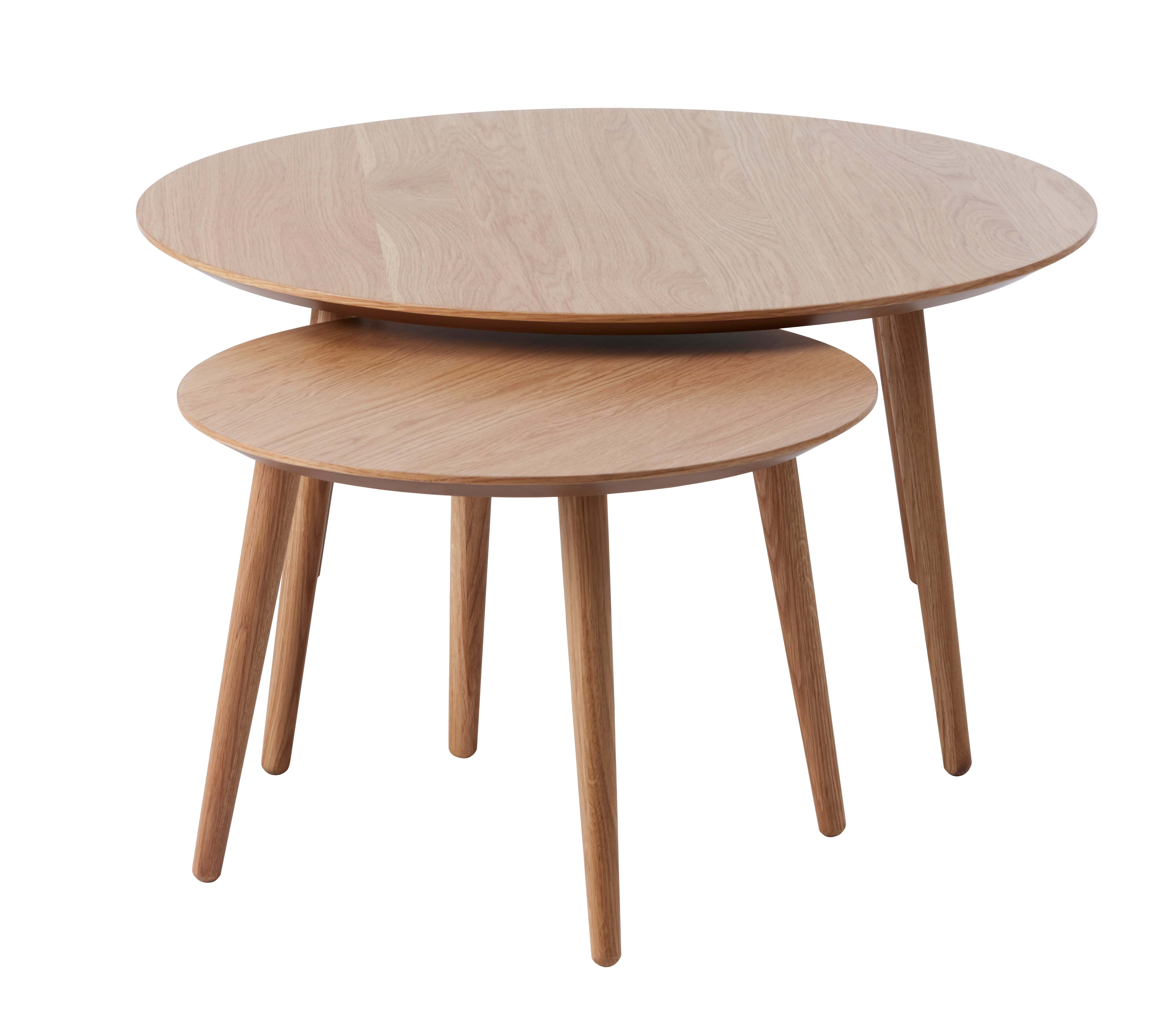 Unique Furniture A/S Set 2 mese de cafea din MDF, furnir si lemn, Adda Natural, Ø88xH45 / Ø58xH41 cm