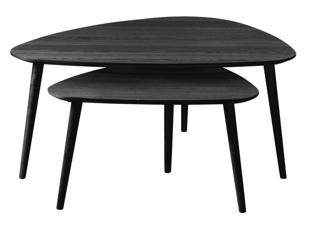 Unique Furniture A/S Set 2 mese de cafea din MDF, furnir si lemn, Adda Negru / Natural, L100xl70xH45 / L70xl52,5xH41 cm