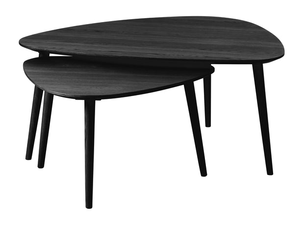 Unique Furniture A/S Set 2 mese de cafea din MDF, furnir si lemn, Adda Negru / Natural, L100xl70xH45 / L70xl52,5xH41 cm