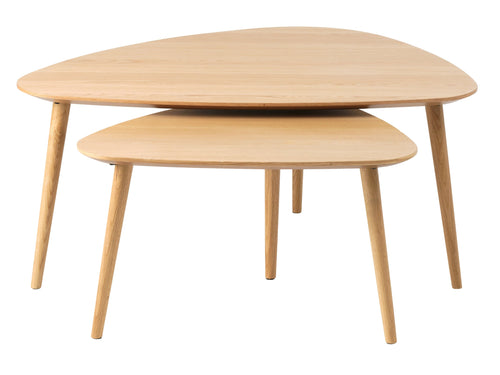 Unique Furniture A/S Set 2 mese de cafea din MDF, furnir si lemn, Adda Stejar / Natural, L100xl70xH45 / L70xl52,5xH41 cm