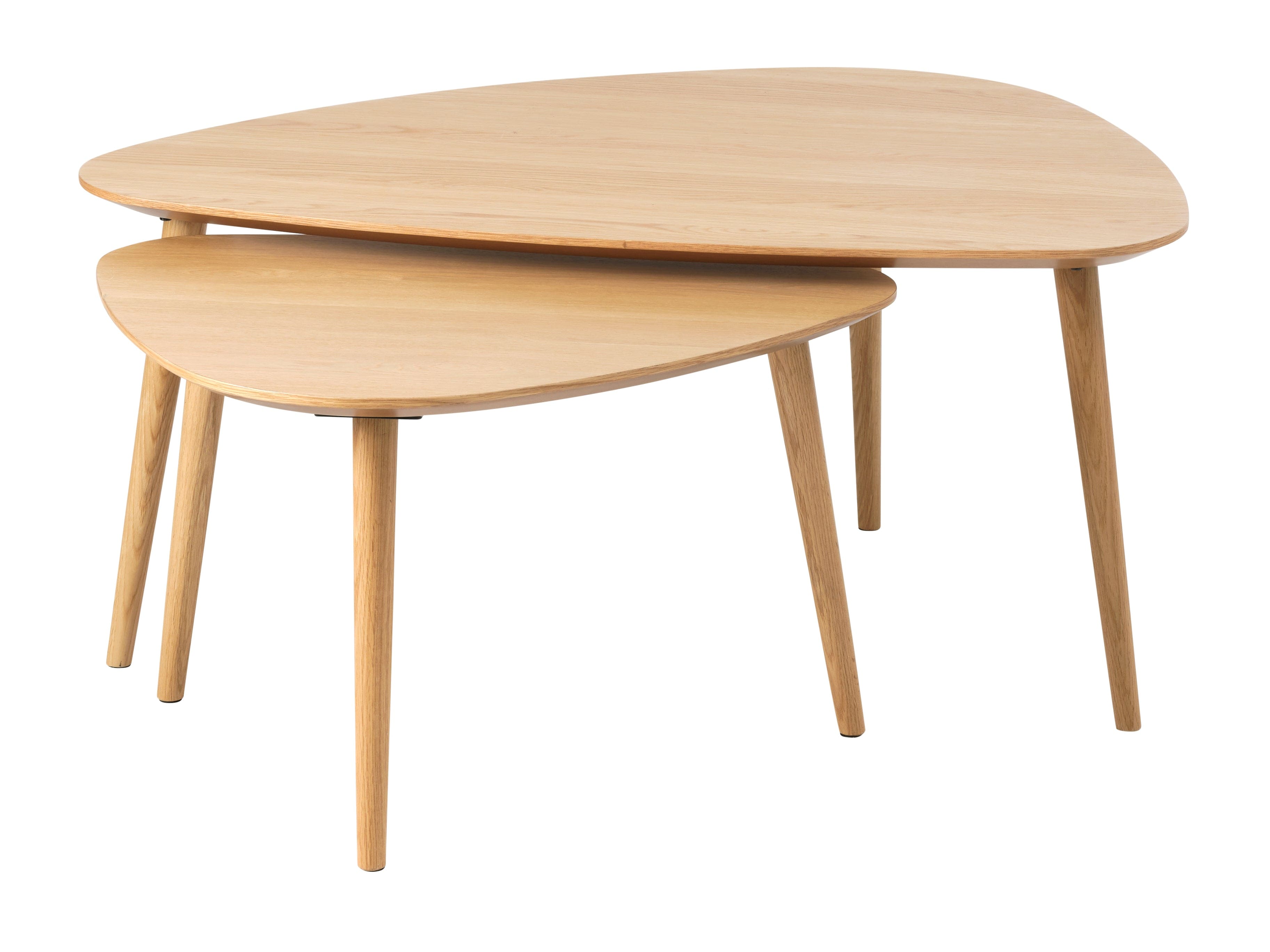 Unique Furniture A/S Set 2 mese de cafea din MDF, furnir si lemn, Adda Stejar / Natural, L100xl70xH45 / L70xl52,5xH41 cm