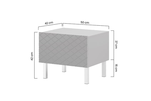 Bogart Set 2 noptiere din pal, MDF si metal, cu 1 sertar, Scalia II 50-1SZ Alb / Negru, l50xA42xH42 cm