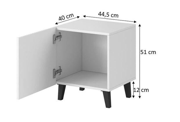 Set 2 noptiere din pal, MDF si plastic, cu 1 usa, Pafos Alb / Negru, l44,5xA40xH51 cm (3)